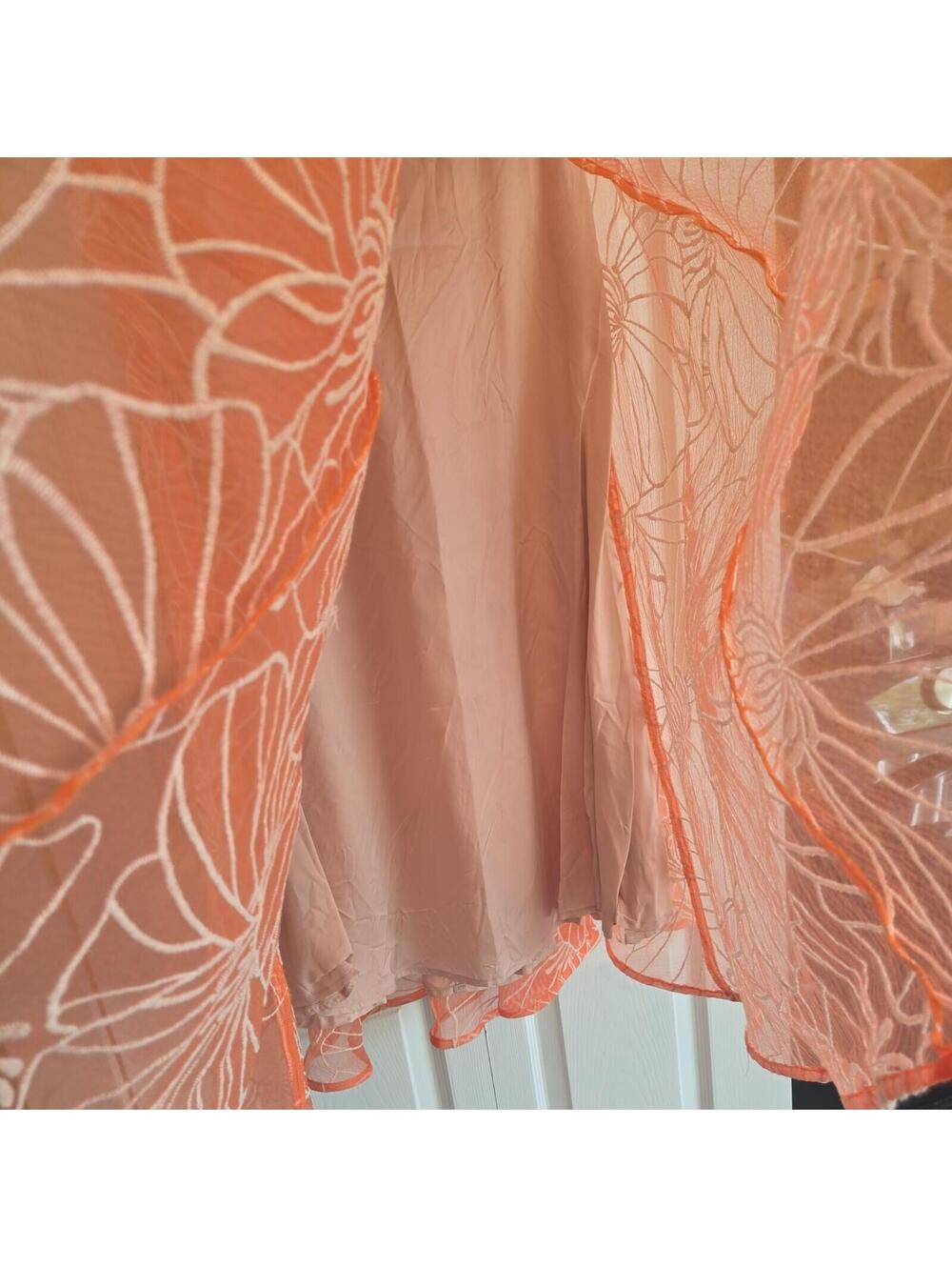 Moulinette Soeurs Anthropologie Dress Size 8 Orange Floral Embroidered Boho - Picture 8 of 9